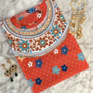 Floral Printed Sleeveless Kurta Tunic Top